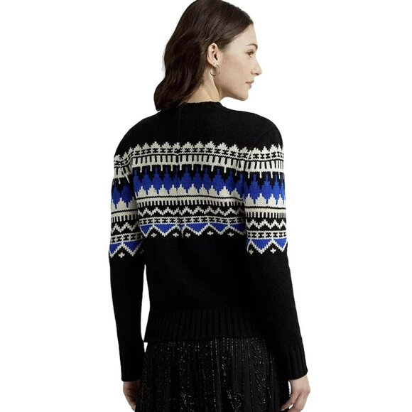 Ralph Lauren $225 Fair Isle Black Blue Sweater Size Medium NWT - Picture 2 of 5